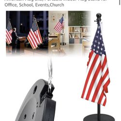 Title Indoor Flag Pole + Stand 6–8 FT Adjustable Black Metal, Water-Fill Base (New)