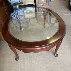 Cherry Coffee Table With Glass Top