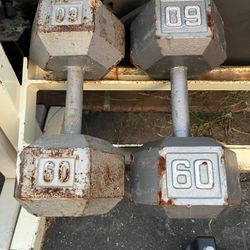 60lb Hex Iron Dumbbell Set Mismatch