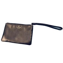Kate Spade Black Pebbled Leather Top Zip Pouch Wristlet