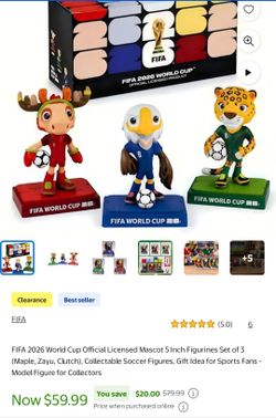 FIFA 2026 World Cup Official Licensed Mascot 5 Inch Figurines Set of 3 (Maple, Zayu, Clutch)
