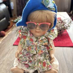 Summer Ceramic Beach Doll 10” Tall 
