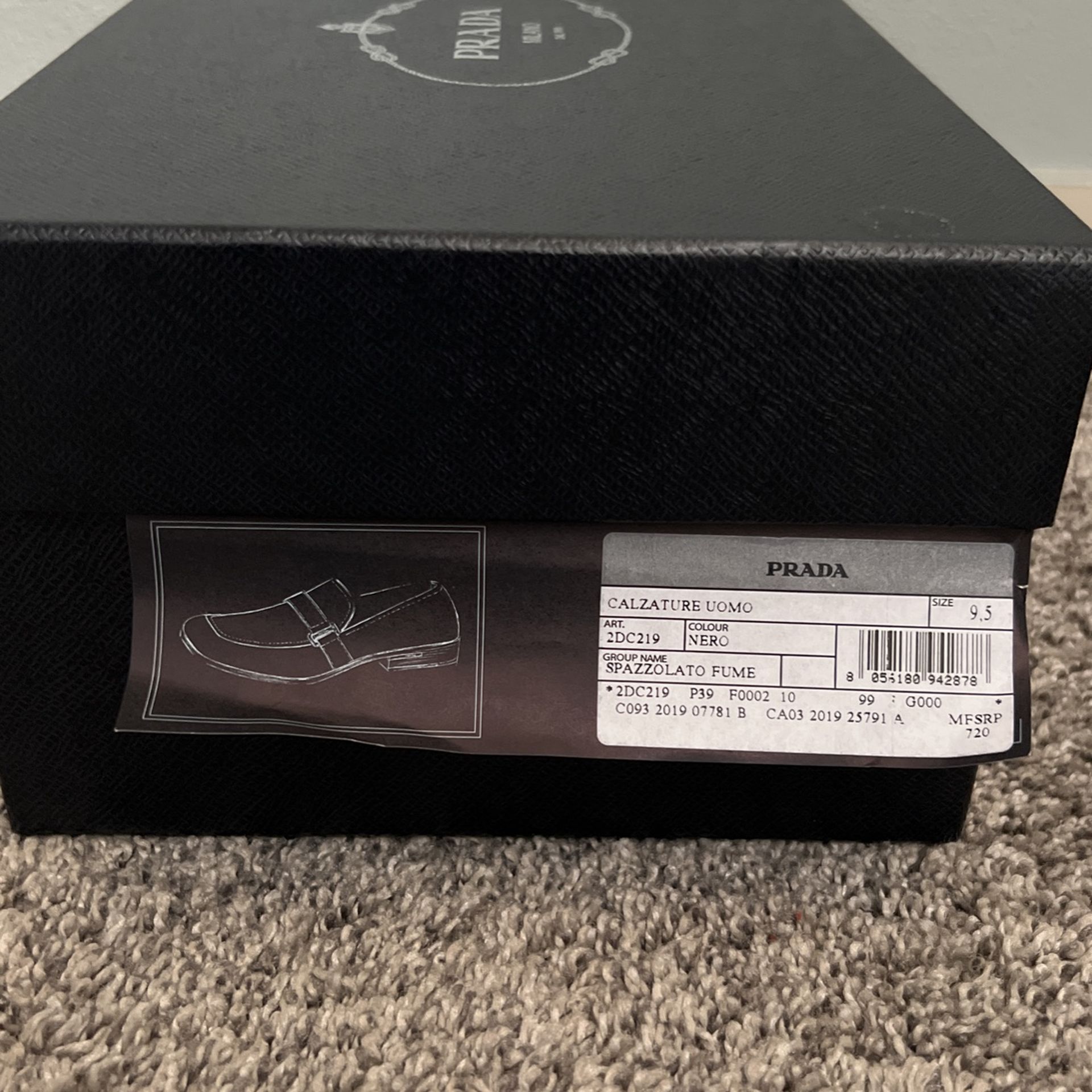 Prada calzature top uomo spazzolato fume
