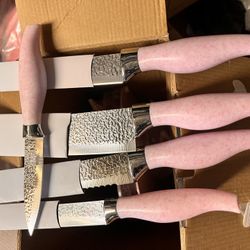 7 PIECES PINK KNIFE SET  7 PIEZAS JUEGO DE CUCHILLOS ROSAS NUEVOS