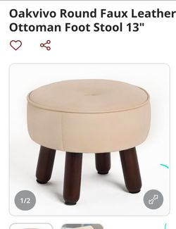 Oakvivo Round Vegan Leather Ottoman Foot Stool 13"