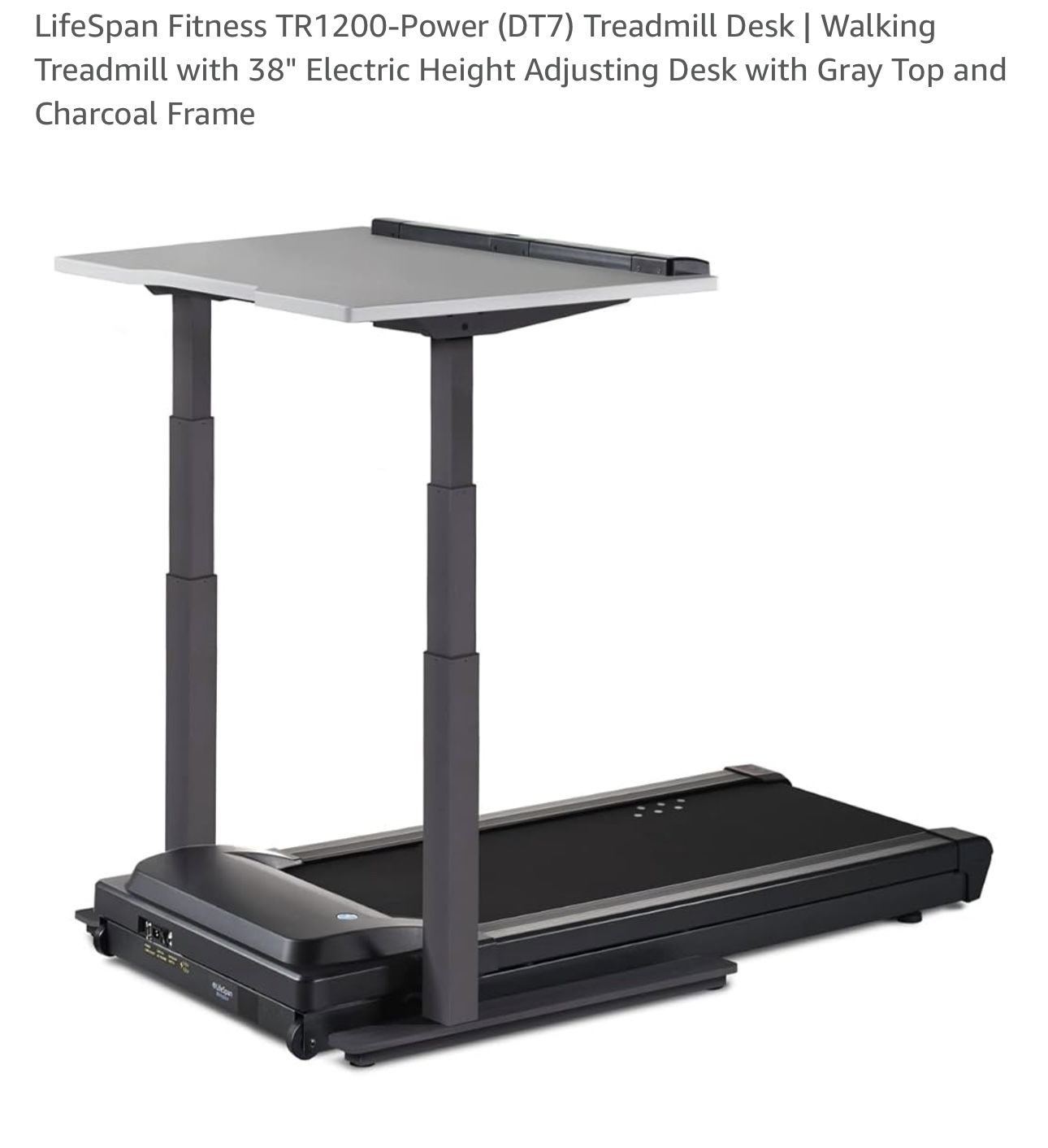 LifeSpan Desk | Walking Treadmill with 38" Electric Desk with Gray Top and Charcoal Frame