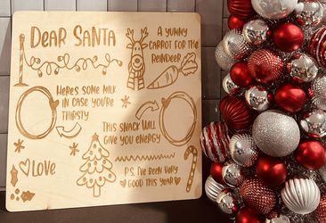 Wood Engraved Tray For Santa