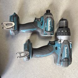 Makita hammer drill and 1/4” impact driver (TOOLS ONLY)