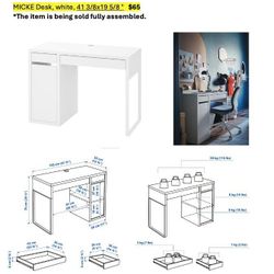 IKEA MICKE desk, white (assembled)