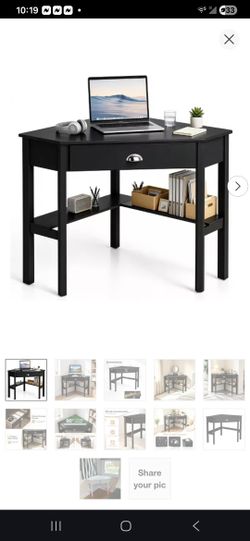 Black Corner Desk With Drawers self