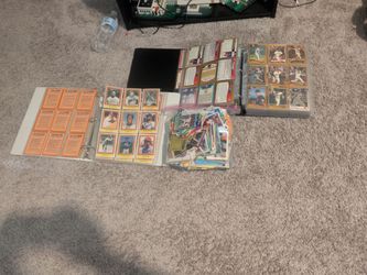 A bunch of baseball cards