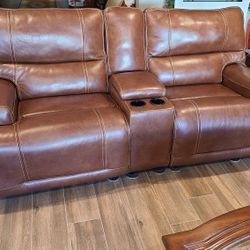Leather Power  Reclining Loveseats (2)
