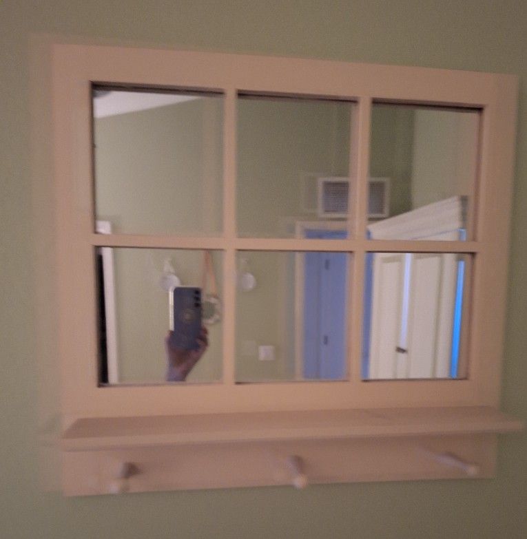 Wall Mirror with Shelf and Hooks