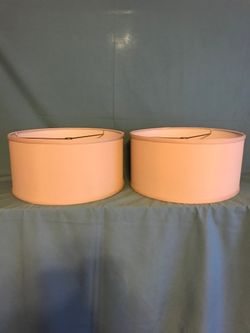 PAIR OF ROUND LAMP SHADES.