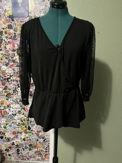 black blouse with lace sleeves