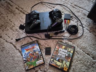 Playstation 2 w/ controllers, games and hookups
