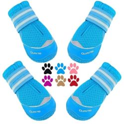QUMY 4PCS Dog Shoes for Hot Pavement, Medium Large Dog Boots & Paw Protectors Size 3