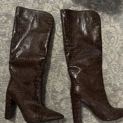 Paris Texas Dupes - Brown Faux Alligator Skin Boots -size 7