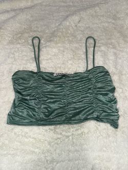Green metallic crop top