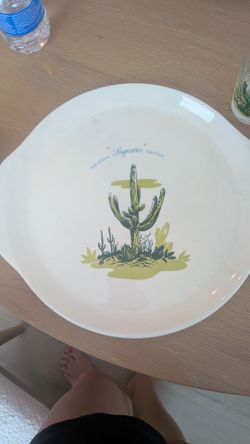 1950's Arizona Cactus Dinnerware 13+" platter "SAGUARO" CACTUS Blakely Oil co.