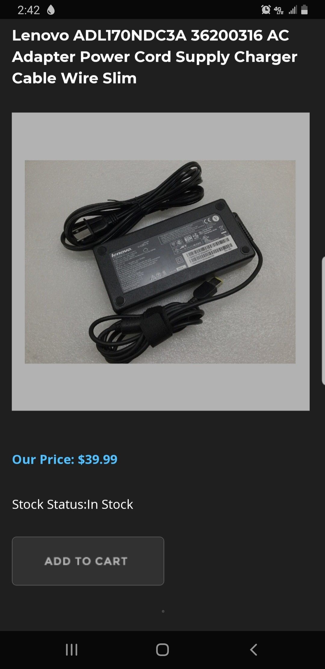 Lenovo ac adaptwr cord