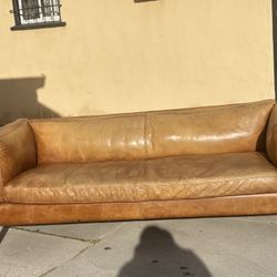 Restoration Hardware Sorensen 7’ Leather Sofa in Chestnut