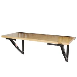 Bench Solution Wall Mount Folding Work Bench Rate 400 lbs Solid butcher block wood top, dual lock