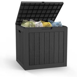 Mars Villa 31 Gallon Deck Box, Outdoor Storage Box Waterproof, Outside Resin Storage Bin for Outdoor Patio Furniture Cushion, Pool Supply, Garden Tool