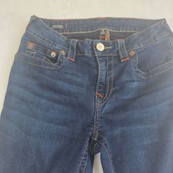 True Religion Jennie Curvy Jeans Blue Thick Stitch Stretch Denim Wn's Sz 29