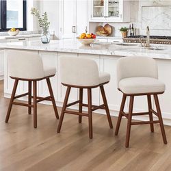 Linen Fabric Barstool Set Of 3 