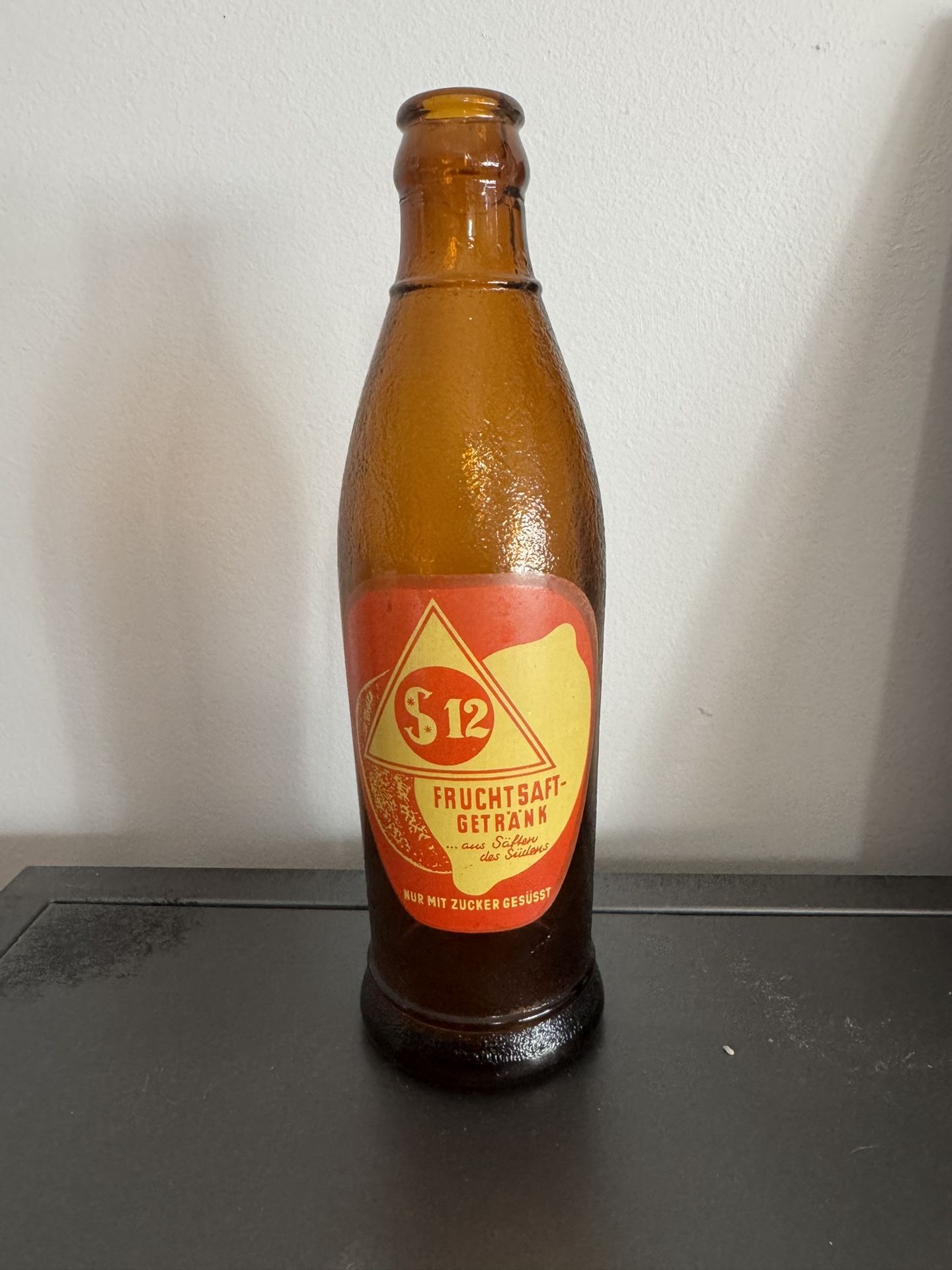 Antique German Amber Glass Bottle