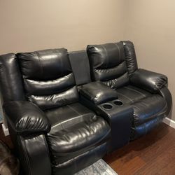 Reclining Leather  Couch and Love Seat