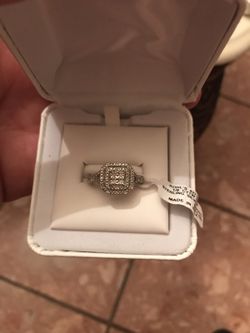 1/8 cttw Diamond ring,sterling silver ring, size 8