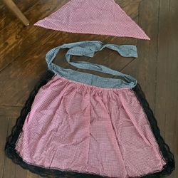 One size women apron bandana housewife baker mom grandma black white Halloween