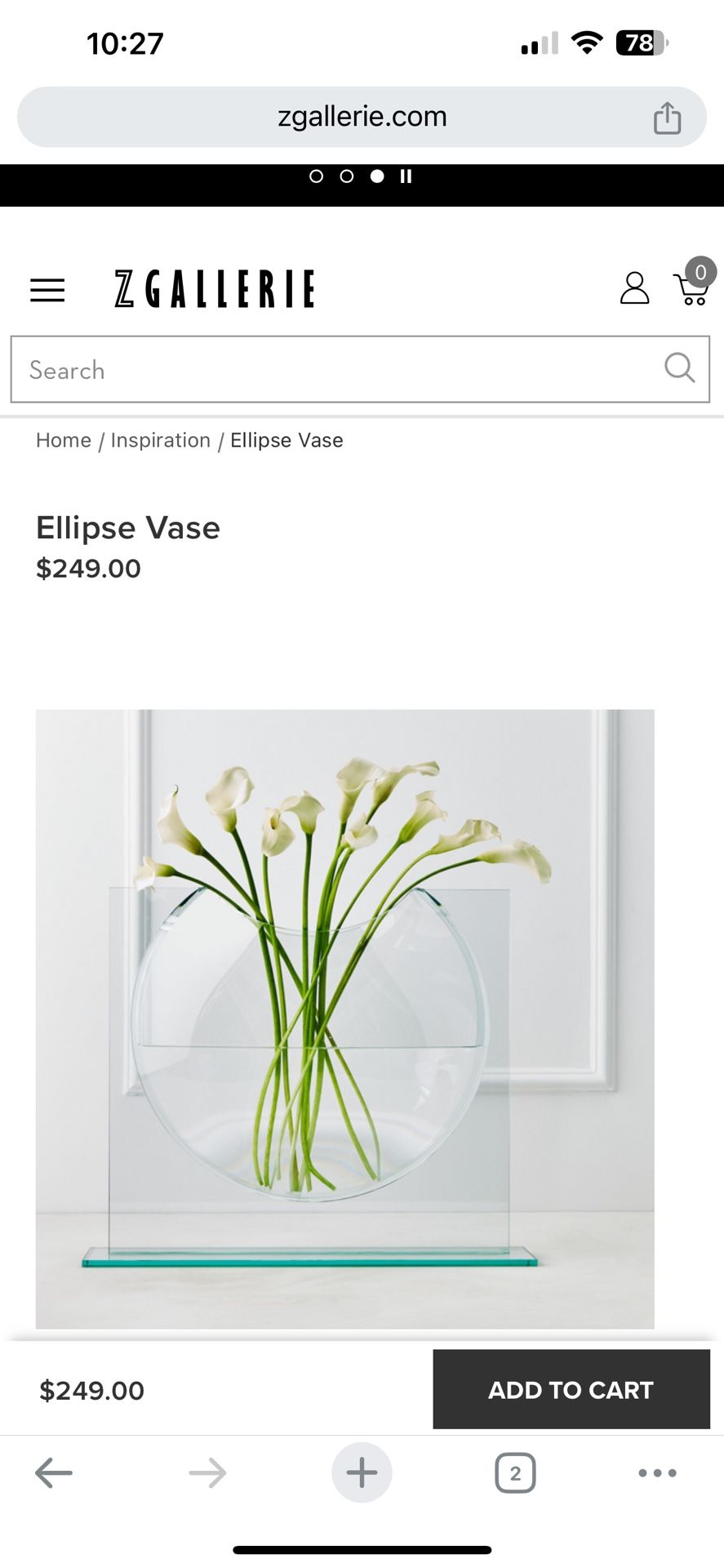 Z Galleries Ellipse Vase (NEW IN BOX)