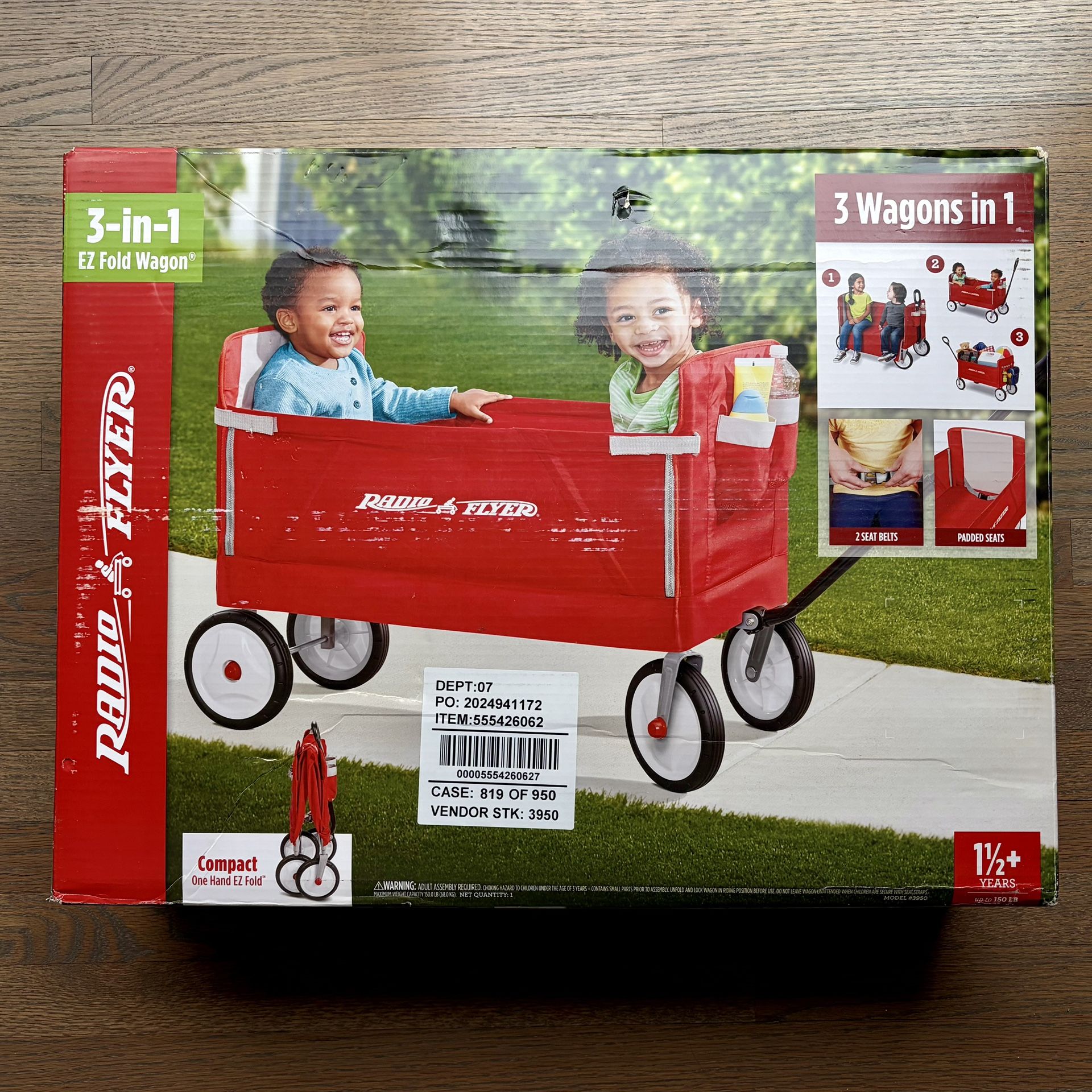 BRAND NEW NIB Radio Flyer 3-in-1 EZ Fold Wagon Red