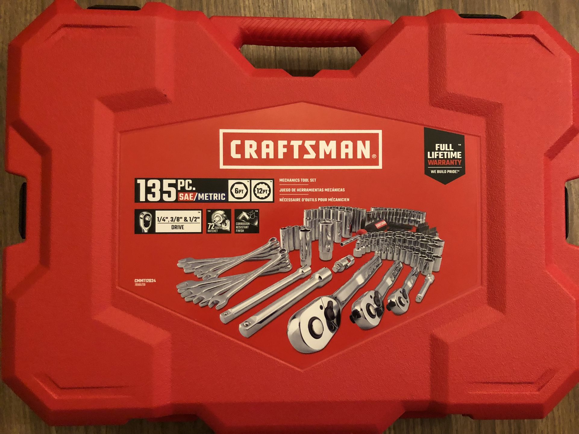 CRAFTSMAN 135-Piece Standard (SAE) and Metric Combination Polished Chrome Mechanics Tool Set