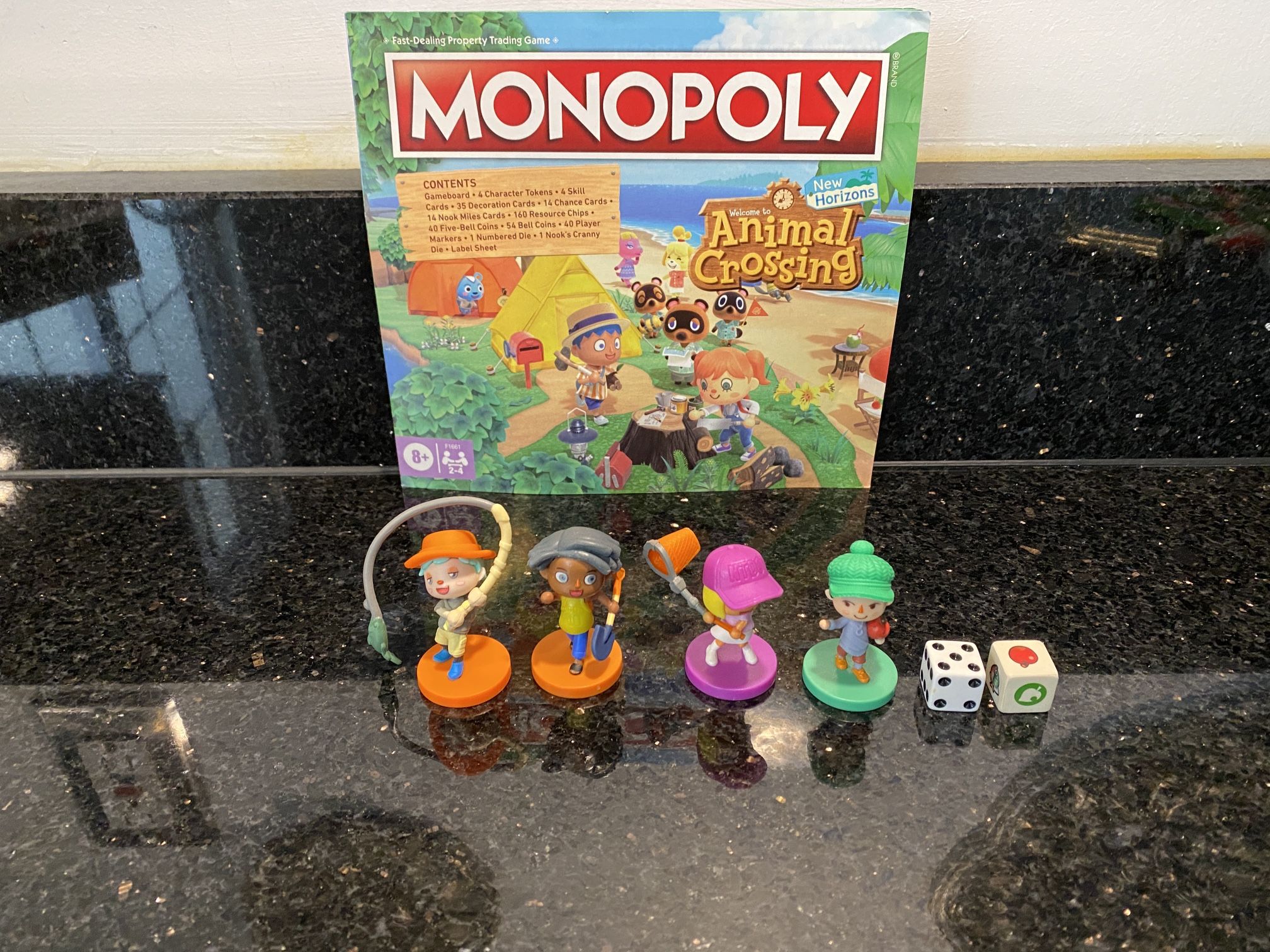 4 Animal Crossing 2” Figures & 2 Dice from Monopoly Animal Crossing Board Game