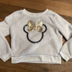 Disney 4T Minnie Mouse white gold sweater sweatshirt top toddler girls sequin