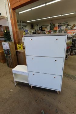 DEXTRUS Entryway Shoe Cabinet / Shoe Rack Storage Organizer with Bench