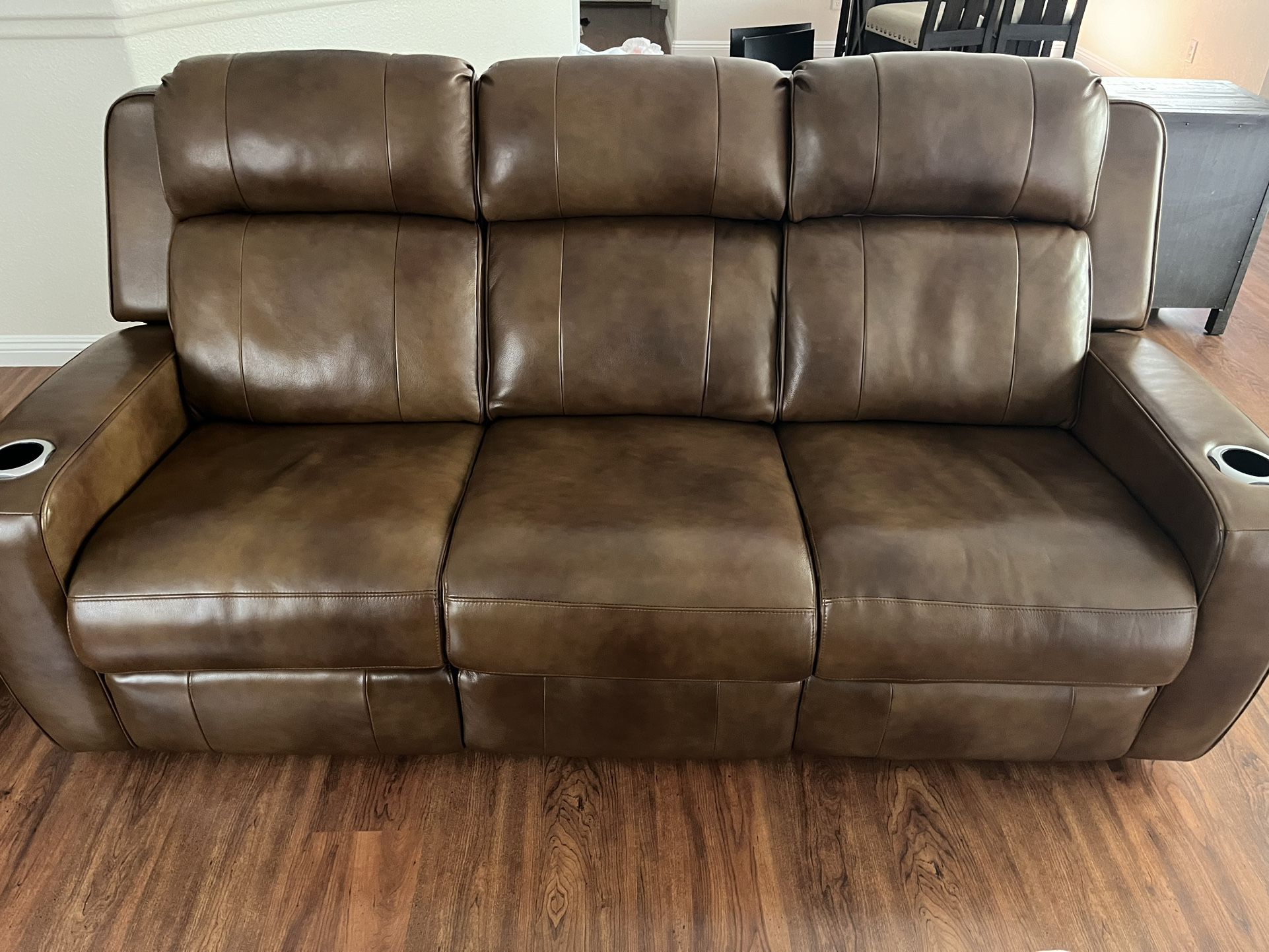 Living Spaces Leather Couch 