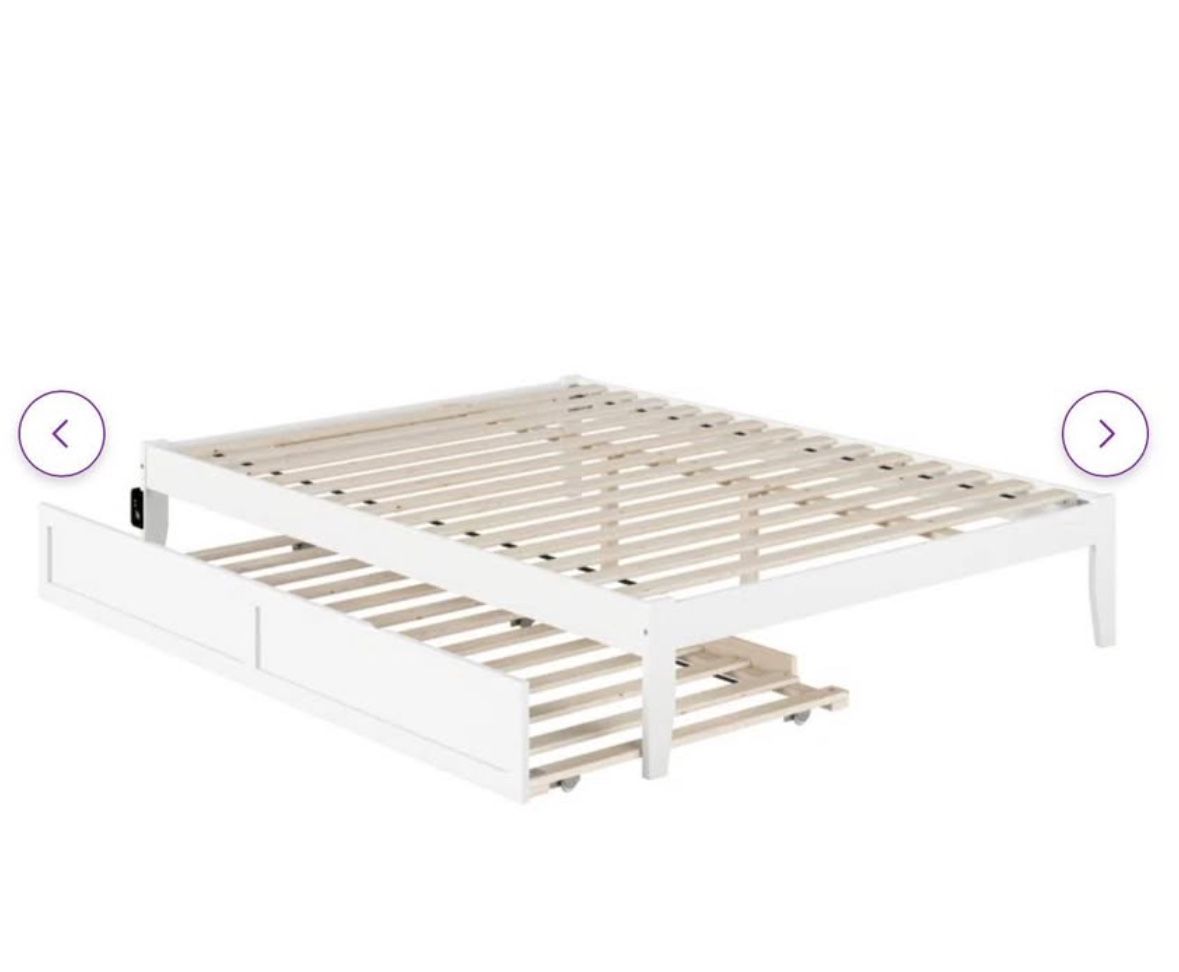 Solid Wood Platform Trundle Bed - Twin Size