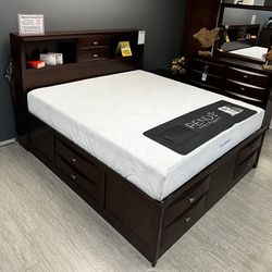 Merlot Ultimate Storage Platform Bed Frame - Emily USB