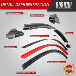 Borrzhi Windshield Wiper Blade，OEM Quality Wiper Blade, All-Seasons Wiper Blades，Fit U/J-Hook, With Extra 1 Piece Windshield Glass Washer Tablet.