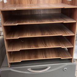 Multi-layer Brown Wood File Organizer Desk Document Sorter For Office And Home 