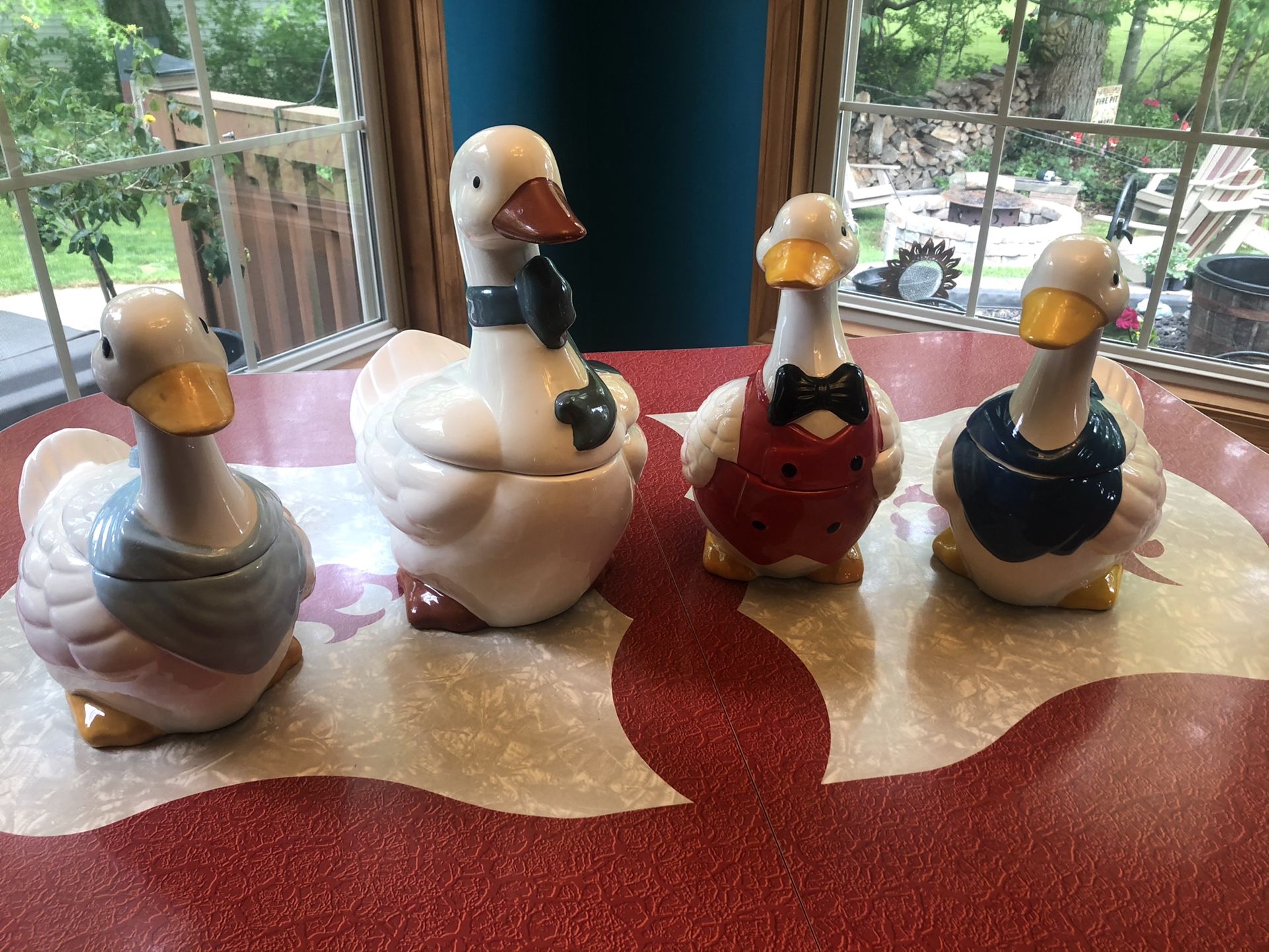 Lot Of 4 Vintage Ceramic Duck Cookie Jars