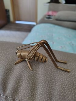 Vintage Solid Brass Cricket or Grasshopper Figurine
