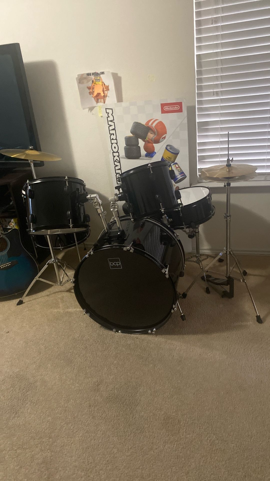 Youths Size Black Drum Set (sticks Included)