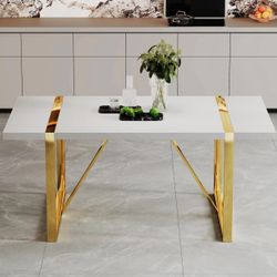 Brand new dining table gold metal with scratch on corner