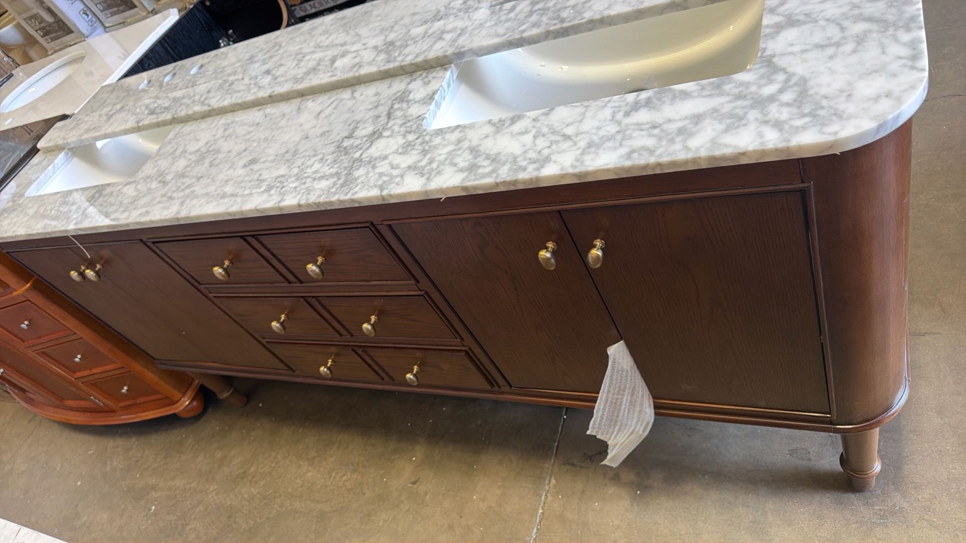 72 in vanity double ( top white big line crack )